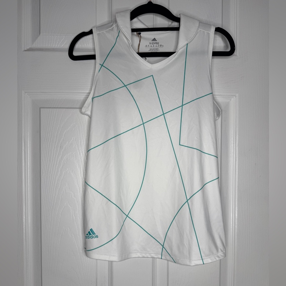 Adidas Nwt Girls Primegreen Sleeveless Golf Polo Semi Mint Rush Size Medium